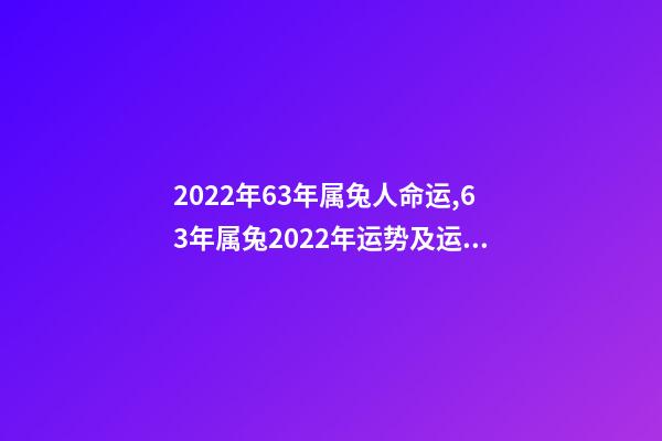 2022年63年属兔人命运,63年属兔2022年运势及运程 63年5月出生属兔运势,2022 年10月出生五行缺什么-第1张-观点-玄机派